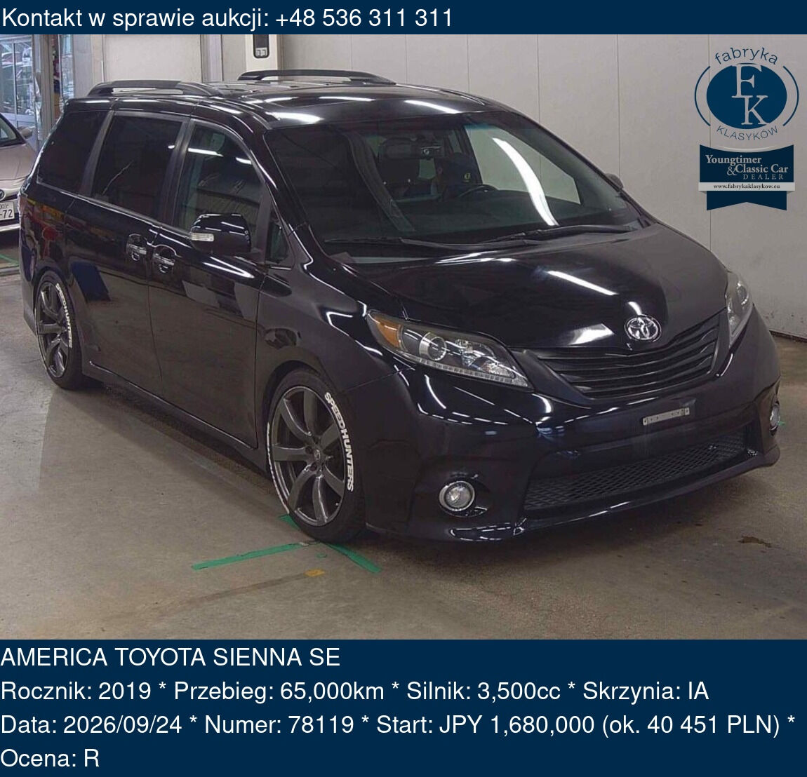 AMERICA TOYOTA SIENNA SE 2019 - zdjęcie 2