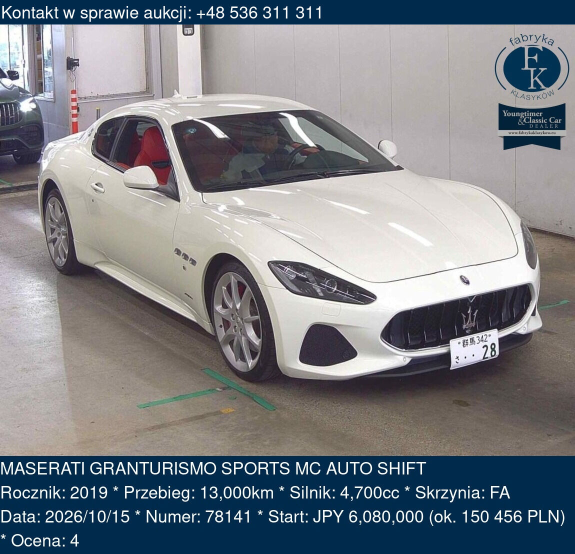 MASERATI GRANTURISMO SPORTS MC AUTO SHIFT 2019 - zdjęcie 2