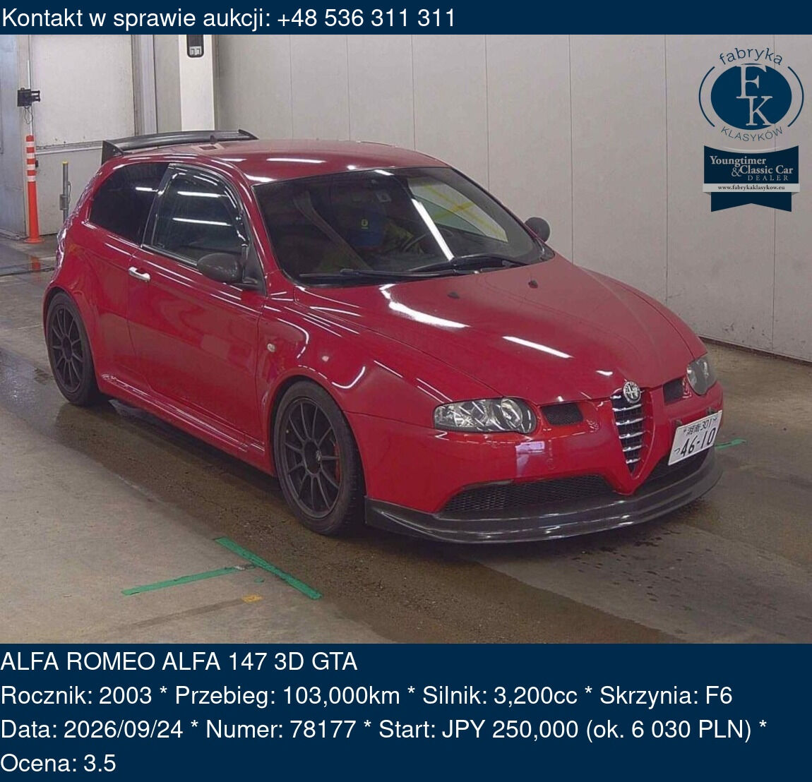 ALFA ROMEO ALFA 147 3D GTA 2003 - zdjęcie 2