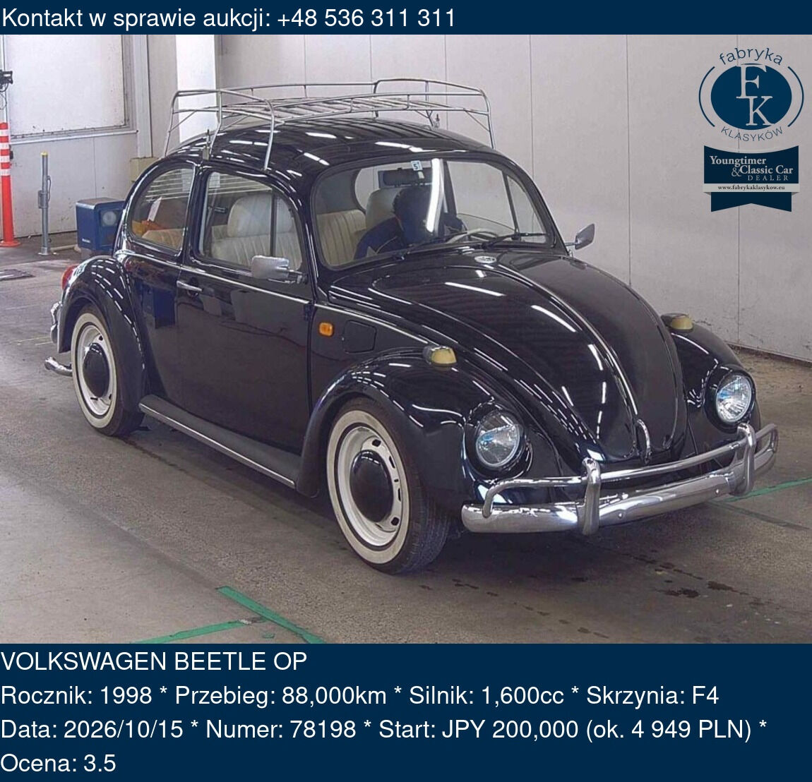 VOLKSWAGEN BEETLE OP 1998 - zdjęcie 2