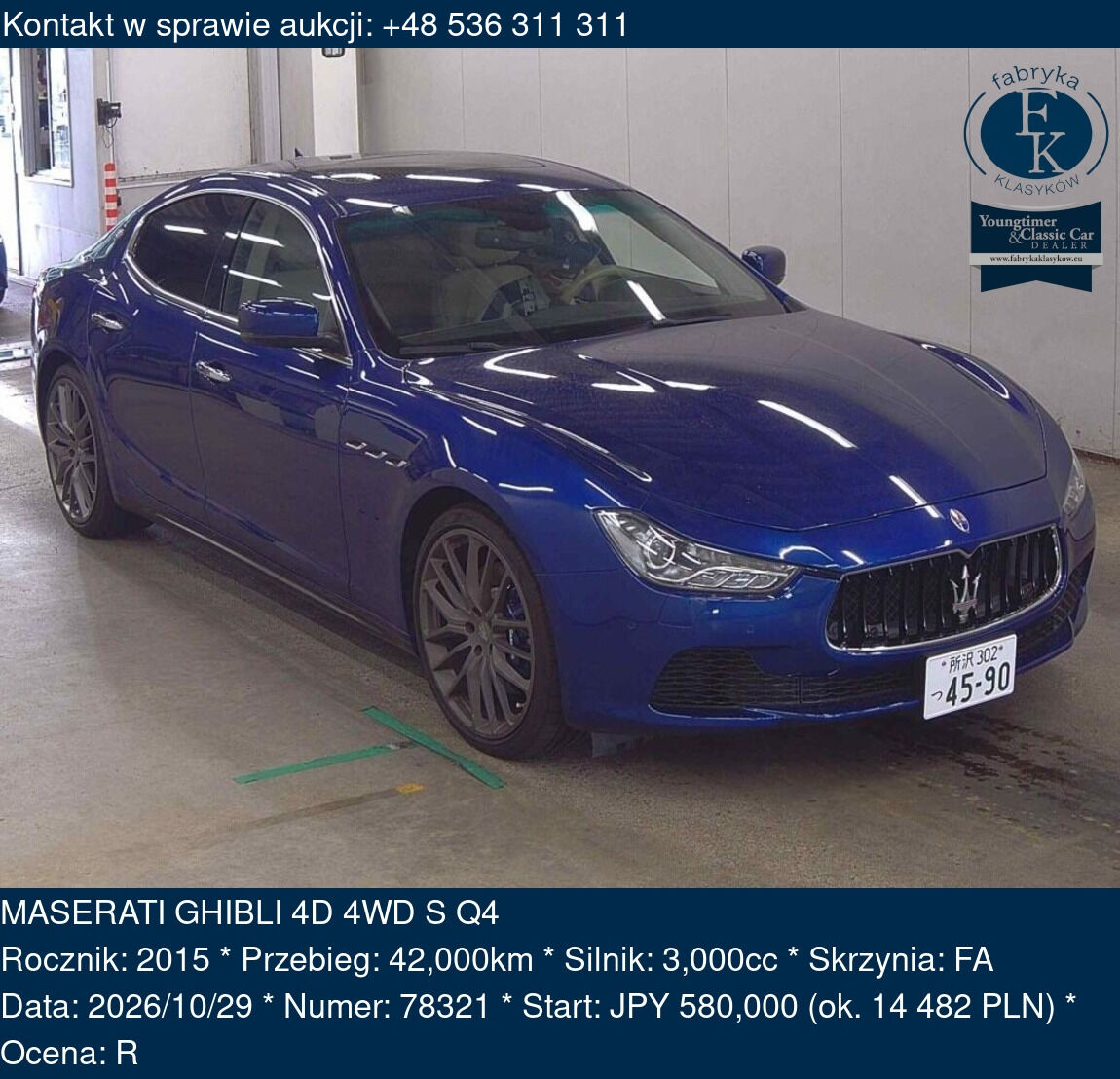 MASERATI GHIBLI 4D 4WD S Q4 2015 - zdjęcie 2