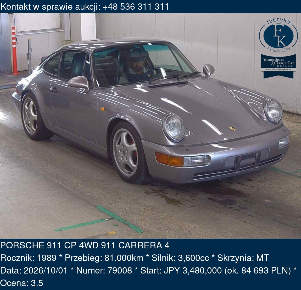 PORSCHE 911 CP 4WD 911 CARRERA 4 1989 - zdjęcie 2