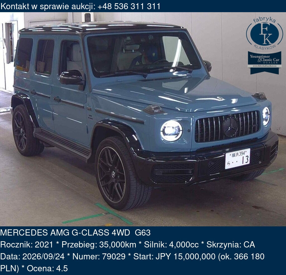 MERCEDES AMG G-CLASS 4WD G63 2021 - zdjęcie 2