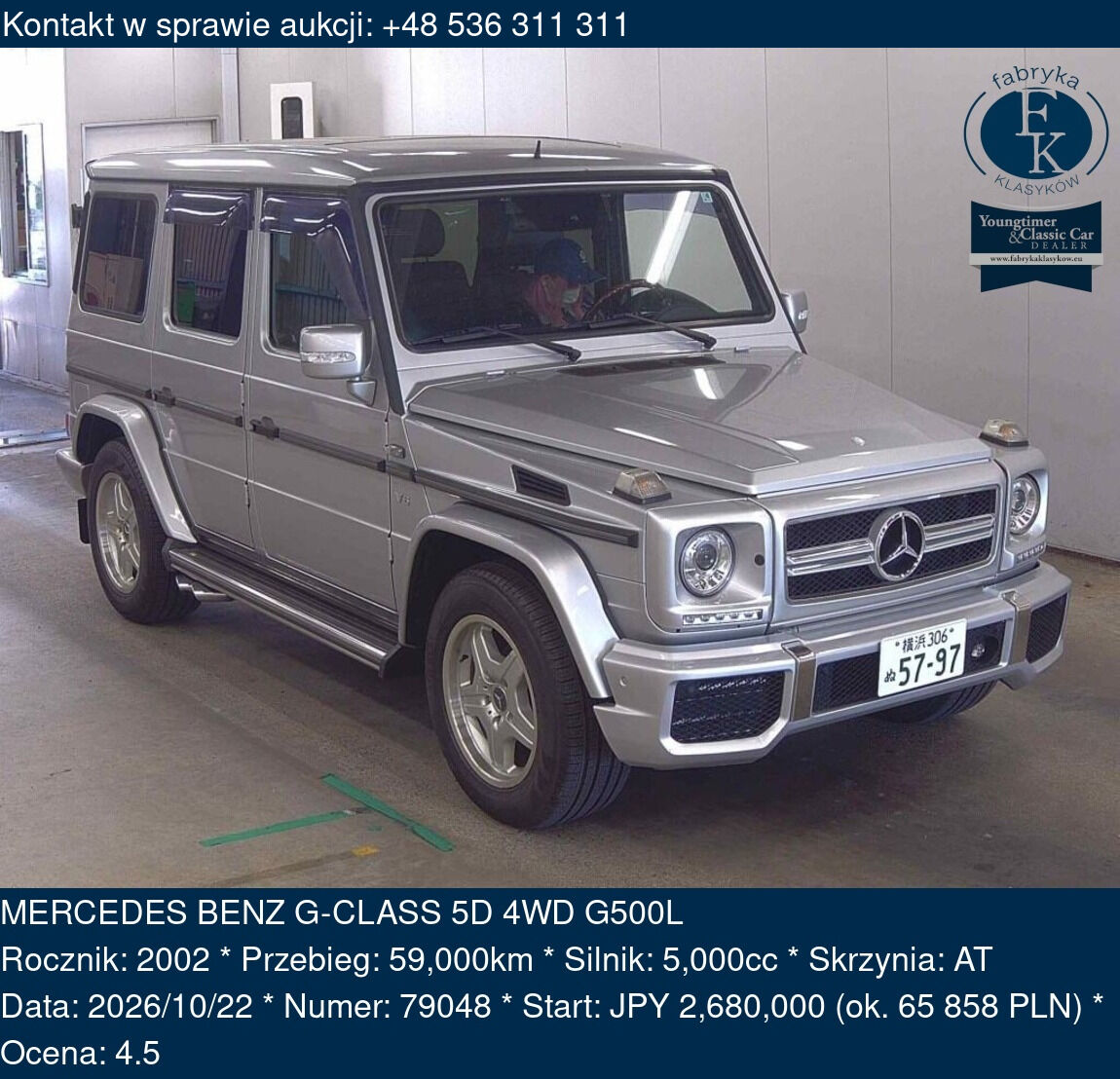 MERCEDES BENZ G-CLASS 5D 4WD G500L 2002 - zdjęcie 2