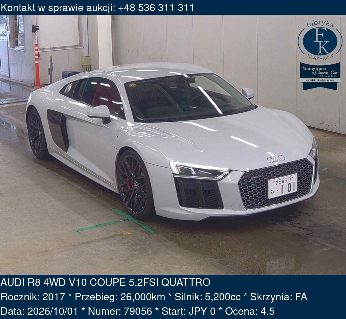 AUDI R8 4WD V10 COUPE 5.2FSI QUATTRO 2017 - zdjęcie 2
