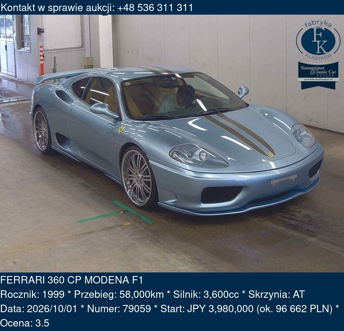 FERRARI 360 CP MODENA F1 1999 - zdjęcie 2