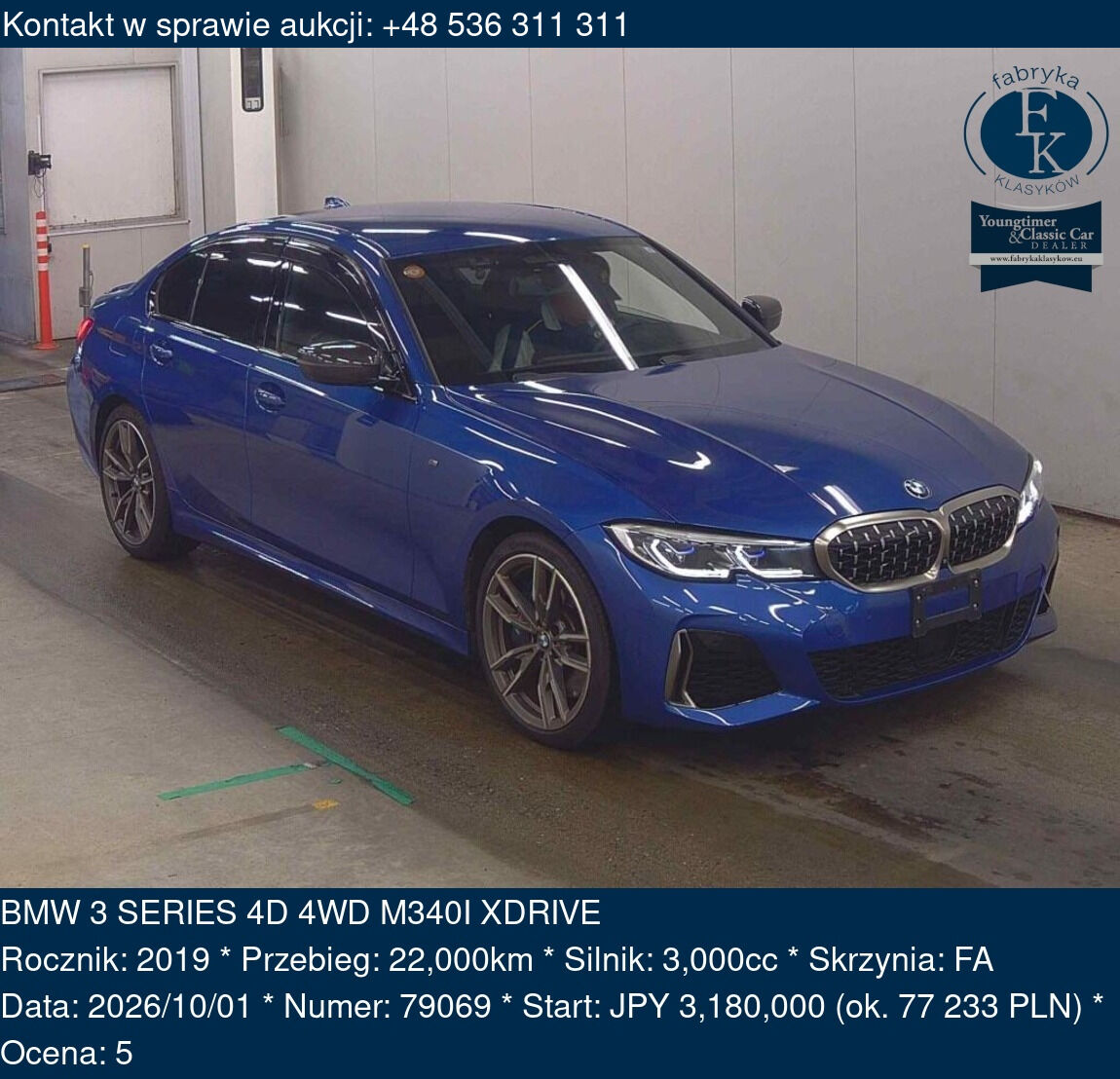 BMW 3 SERIES 4D 4WD M340I XDRIVE 2019 - zdjęcie 2