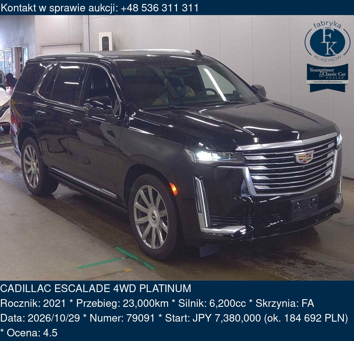 CADILLAC ESCALADE 4WD PLATINUM 2021 - zdjęcie 2
