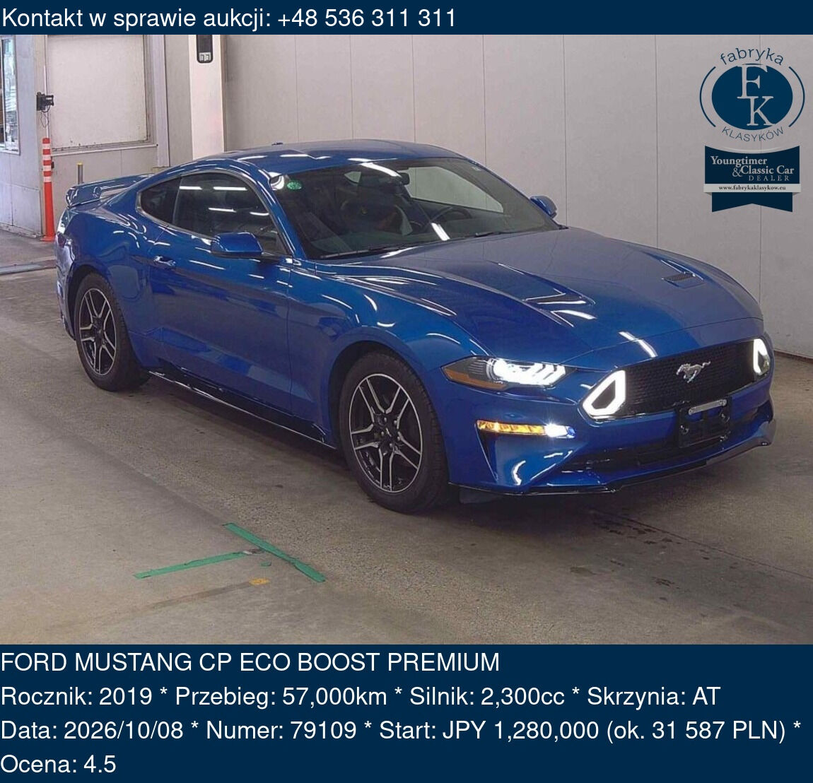 FORD MUSTANG CP ECO BOOST PREMIUM 2019 - zdjęcie 2