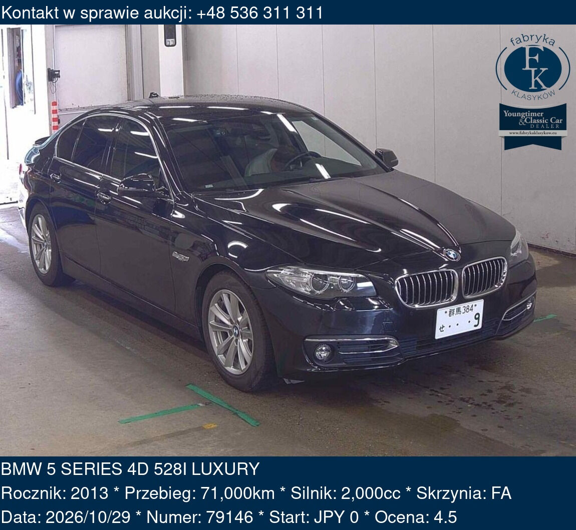 BMW 5 SERIES 4D 528I LUXURY 2013 - zdjęcie 2