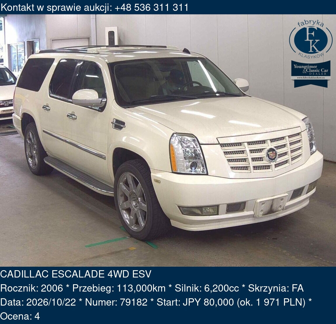 CADILLAC ESCALADE 4WD ESV 2006 - zdjęcie 2