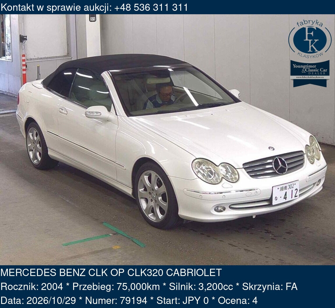 MERCEDES BENZ CLK OP CLK320 CABRIOLET 2004 - zdjęcie 2