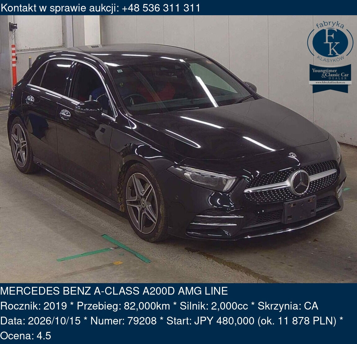 MERCEDES BENZ A-CLASS A200D AMG LINE 2019 - zdjęcie 2