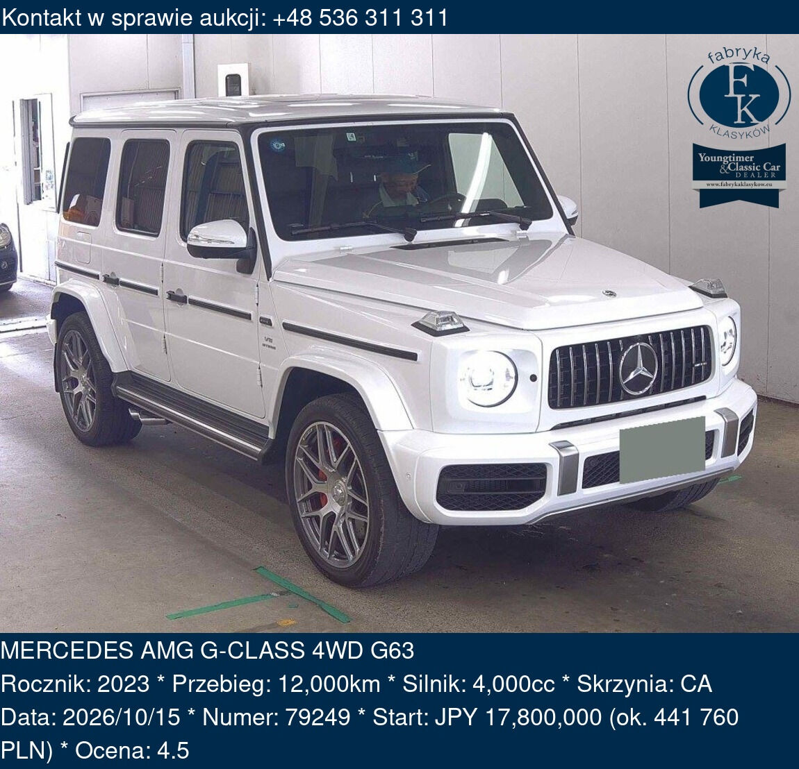 MERCEDES AMG G-CLASS 4WD G63 2023 - zdjęcie 2