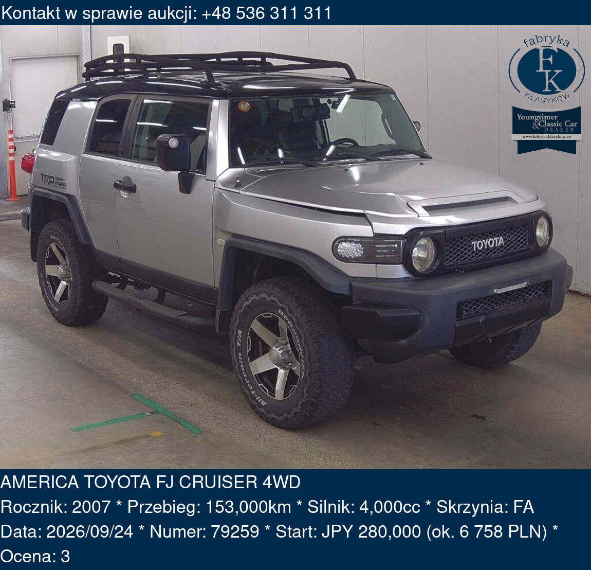 AMERICA TOYOTA FJ CRUISER 4WD 2007 - zdjęcie 2