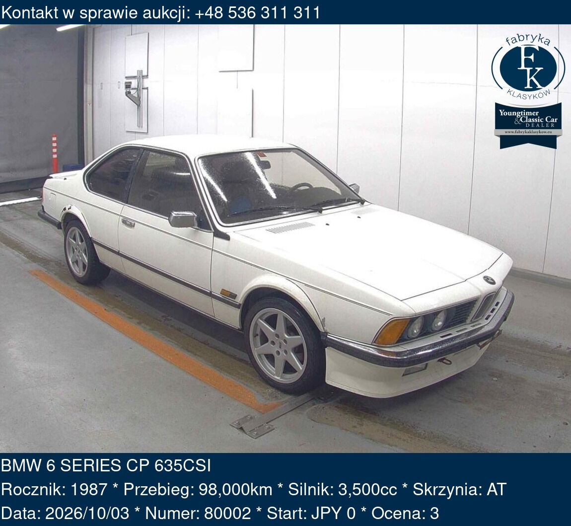 BMW 6 SERIES CP 635CSI 1987 - zdjęcie 2