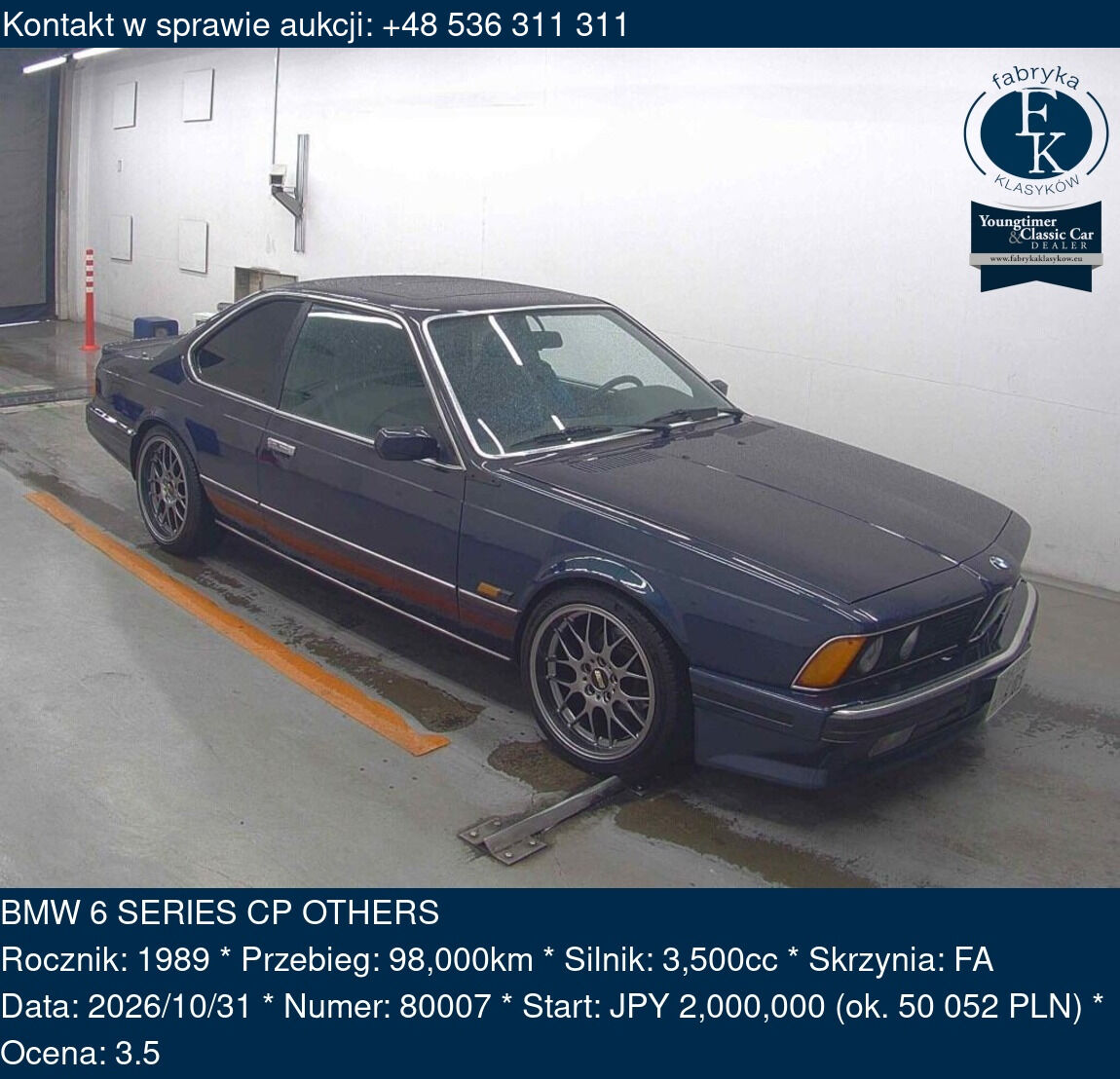 BMW 6 SERIES CP OTHERS 1989 - zdjęcie 2