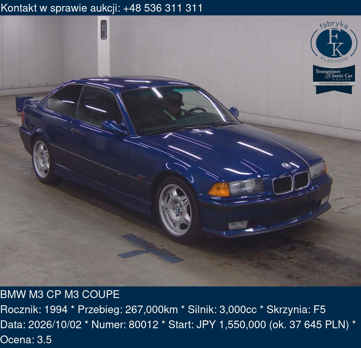 BMW M3 CP M3 COUPE 1994 - zdjęcie 2