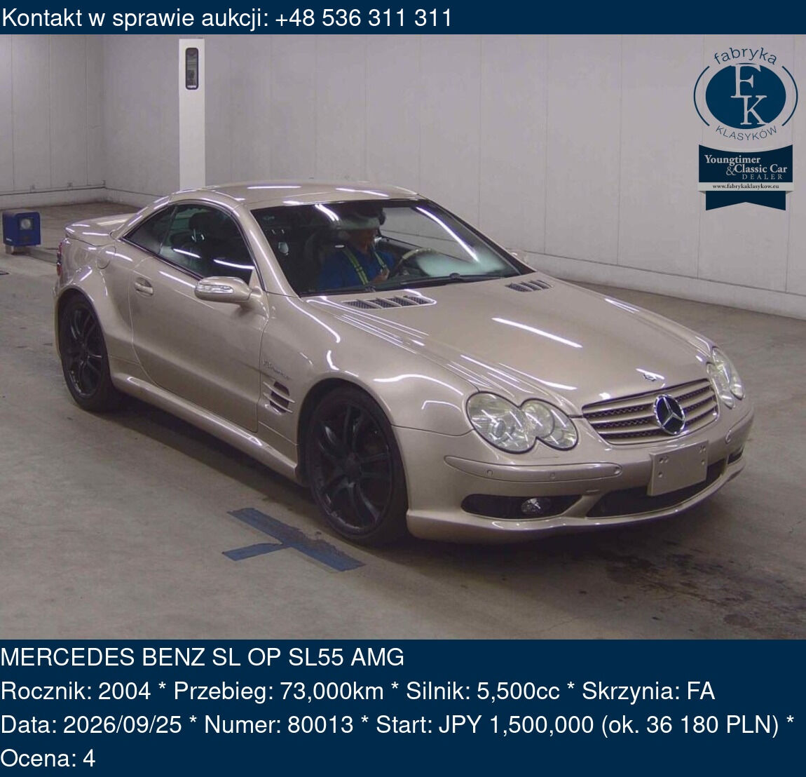 MERCEDES BENZ SL OP SL55 AMG 2004 - zdjęcie 2