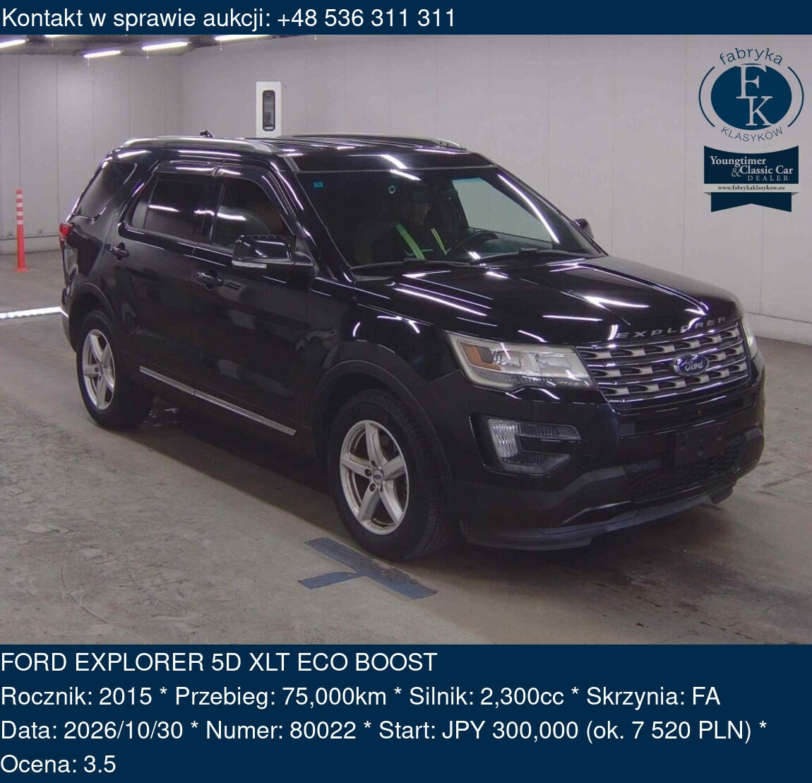FORD EXPLORER 5D XLT ECO BOOST 2015 - zdjęcie 2