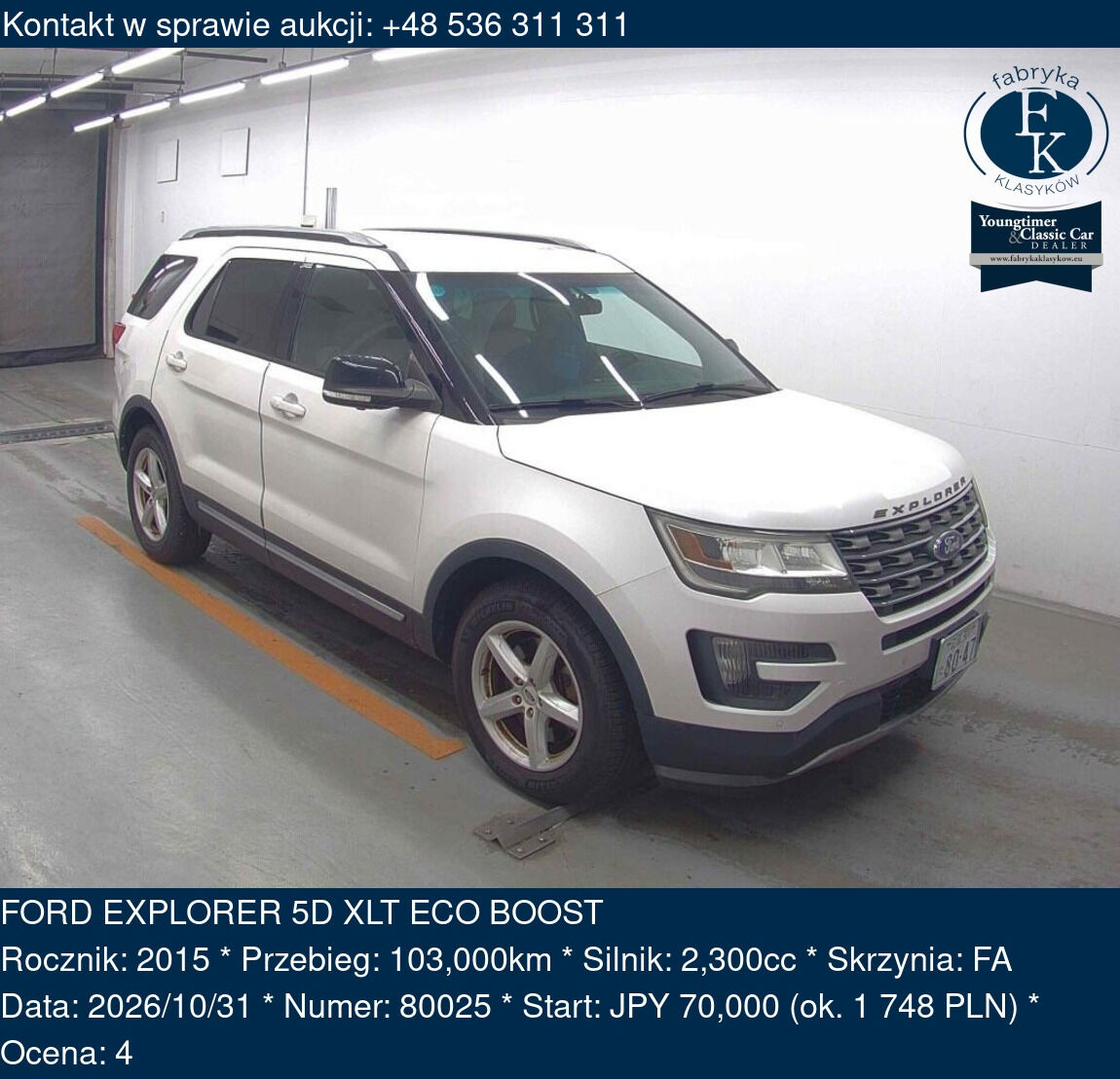 FORD EXPLORER 5D XLT ECO BOOST 2015 - zdjęcie 2