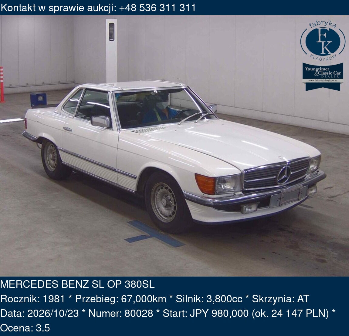 MERCEDES BENZ SL OP 380SL 1981 - zdjęcie 2