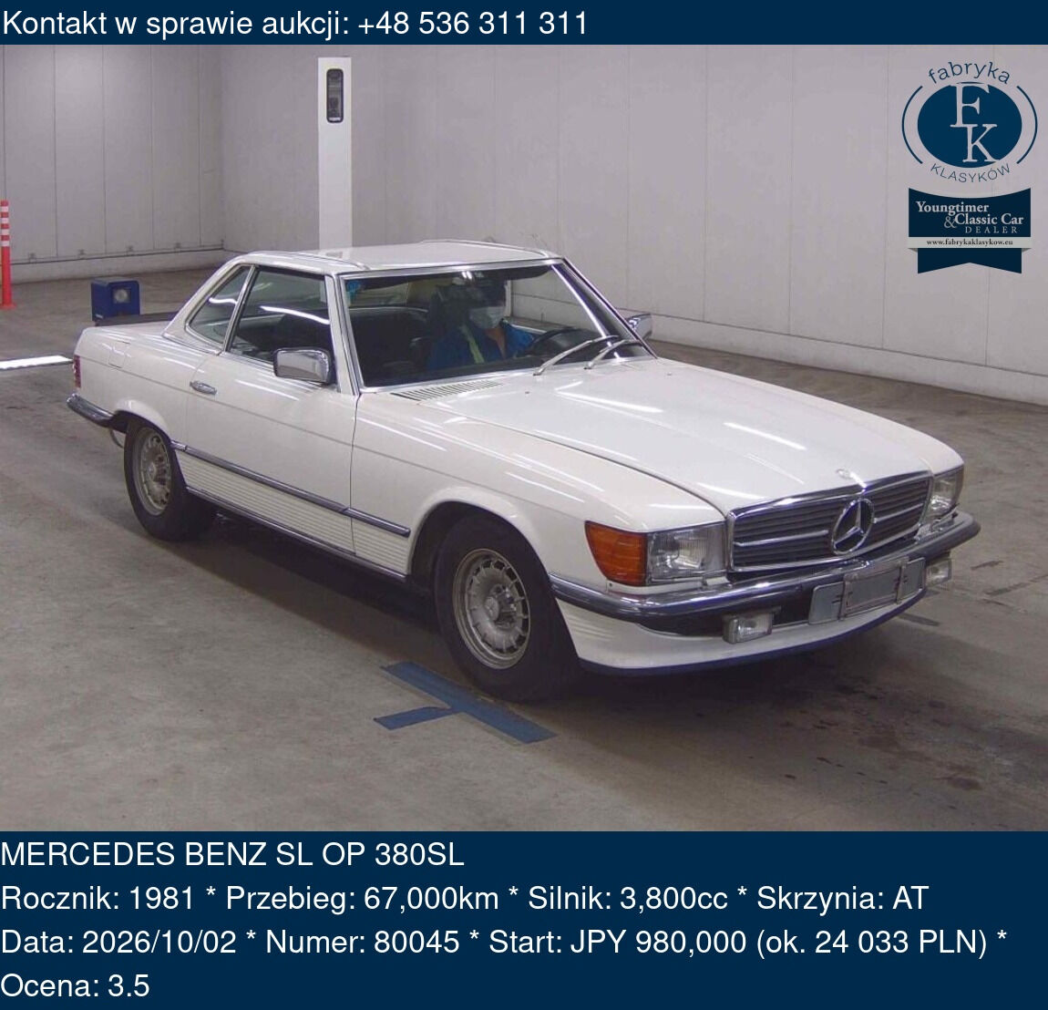 MERCEDES BENZ SL OP 380SL 1981 - zdjęcie 2