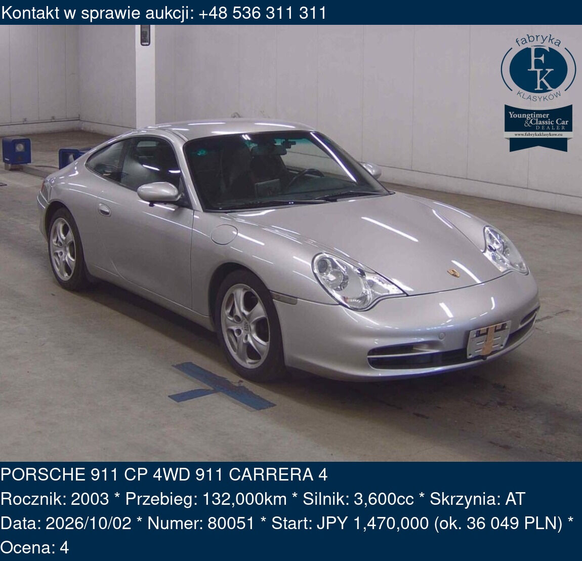 PORSCHE 911 CP 4WD 911 CARRERA 4 2003 - zdjęcie 2