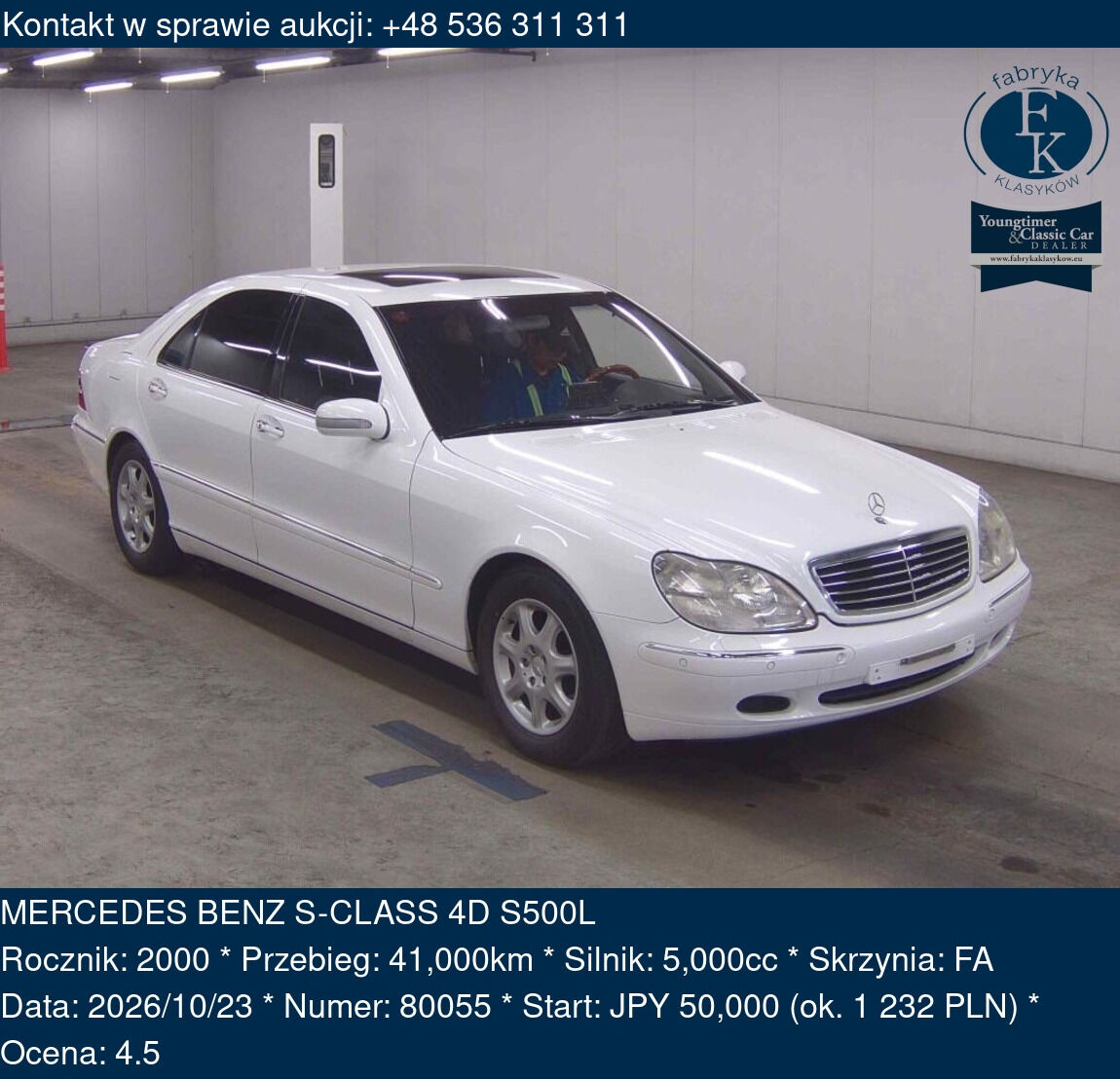 MERCEDES BENZ S-CLASS 4D S500L 2000 - zdjęcie 2