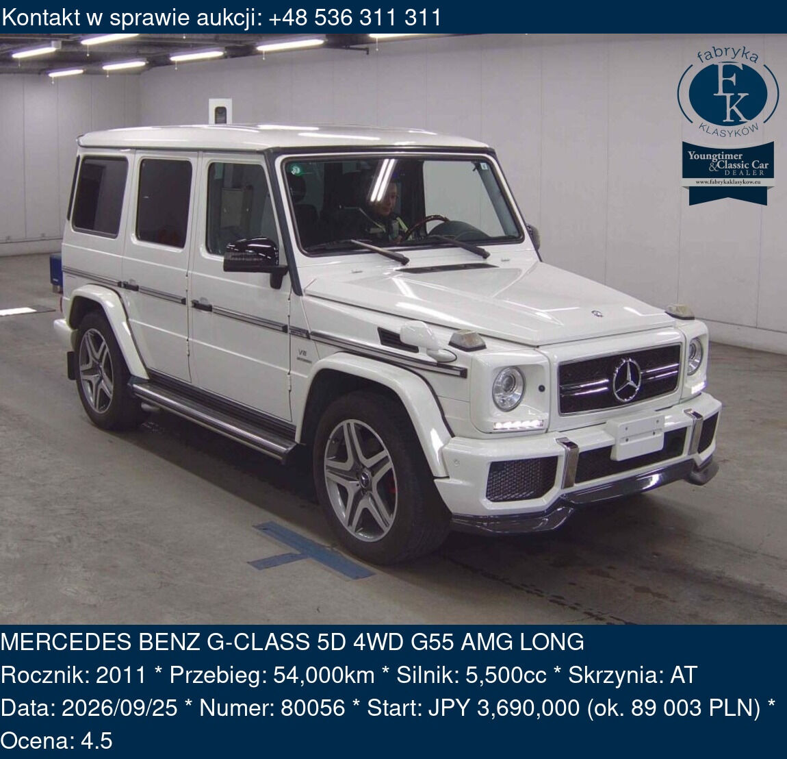 MERCEDES BENZ G-CLASS 5D 4WD G55 AMG LONG 2011 - zdjęcie 2