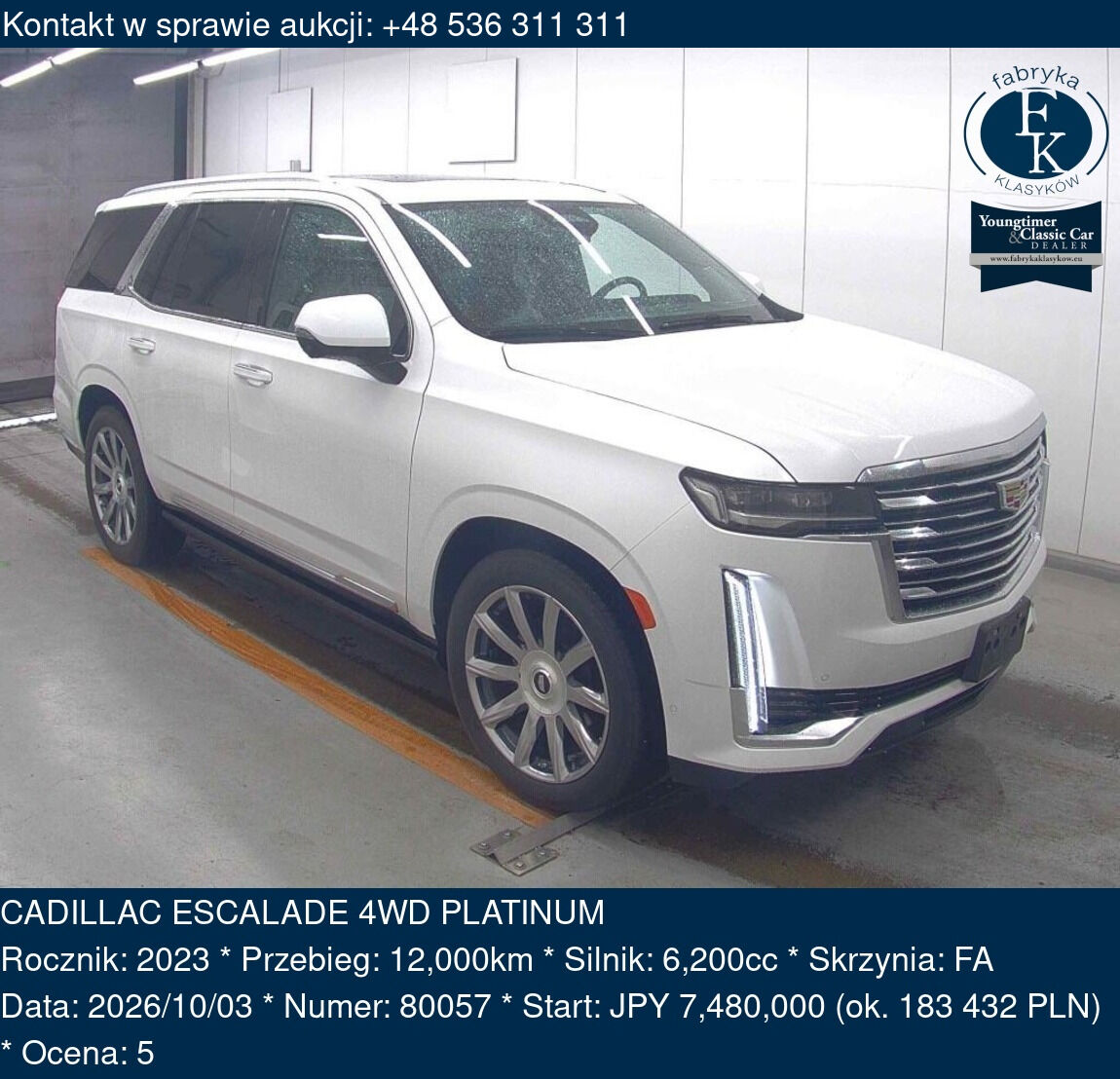 CADILLAC ESCALADE 4WD PLATINUM 2023 - zdjęcie 2