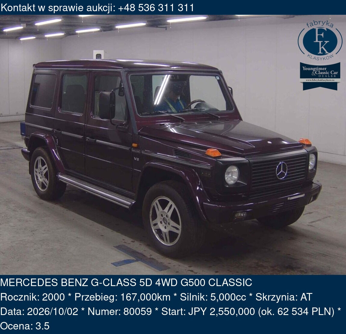 MERCEDES BENZ G-CLASS 5D 4WD G500 CLASSIC 2000 - zdjęcie 2