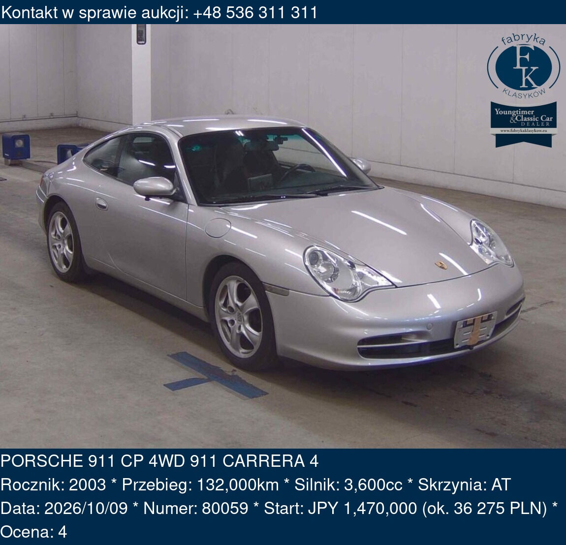 PORSCHE 911 CP 4WD 911 CARRERA 4 2003 - zdjęcie 2