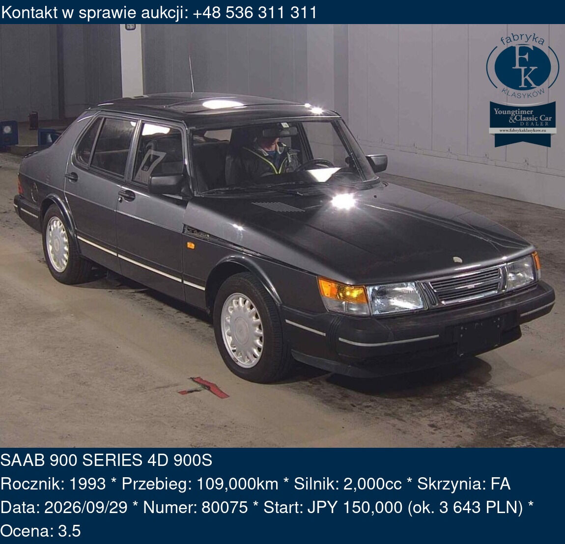 SAAB 900 SERIES 4D 900S 1993 - zdjęcie 2