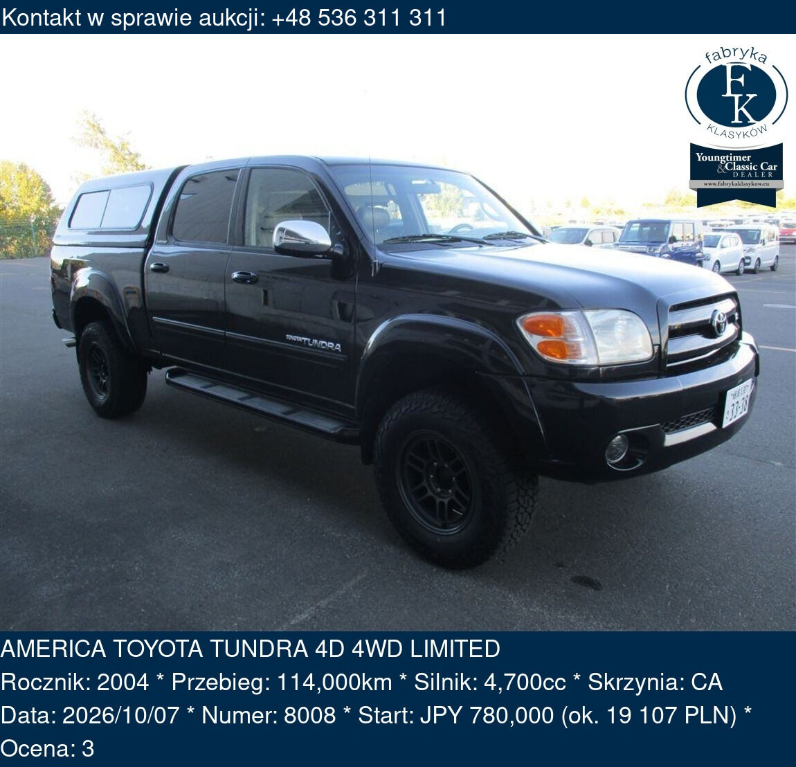AMERICA TOYOTA TUNDRA 4D 4WD LIMITED 2004 - zdjęcie 2