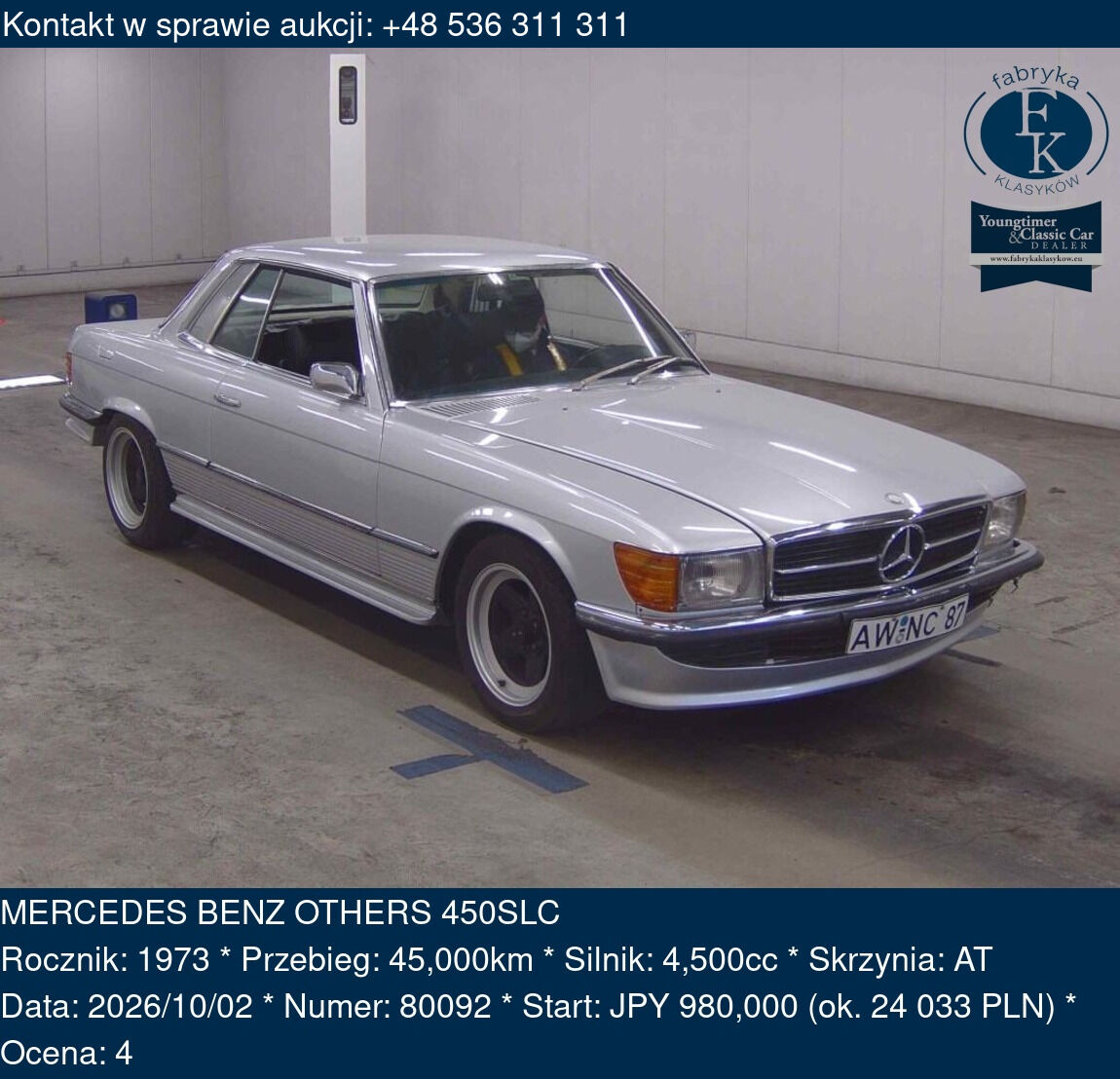 MERCEDES BENZ OTHERS 450SLC 1973 - zdjęcie 2