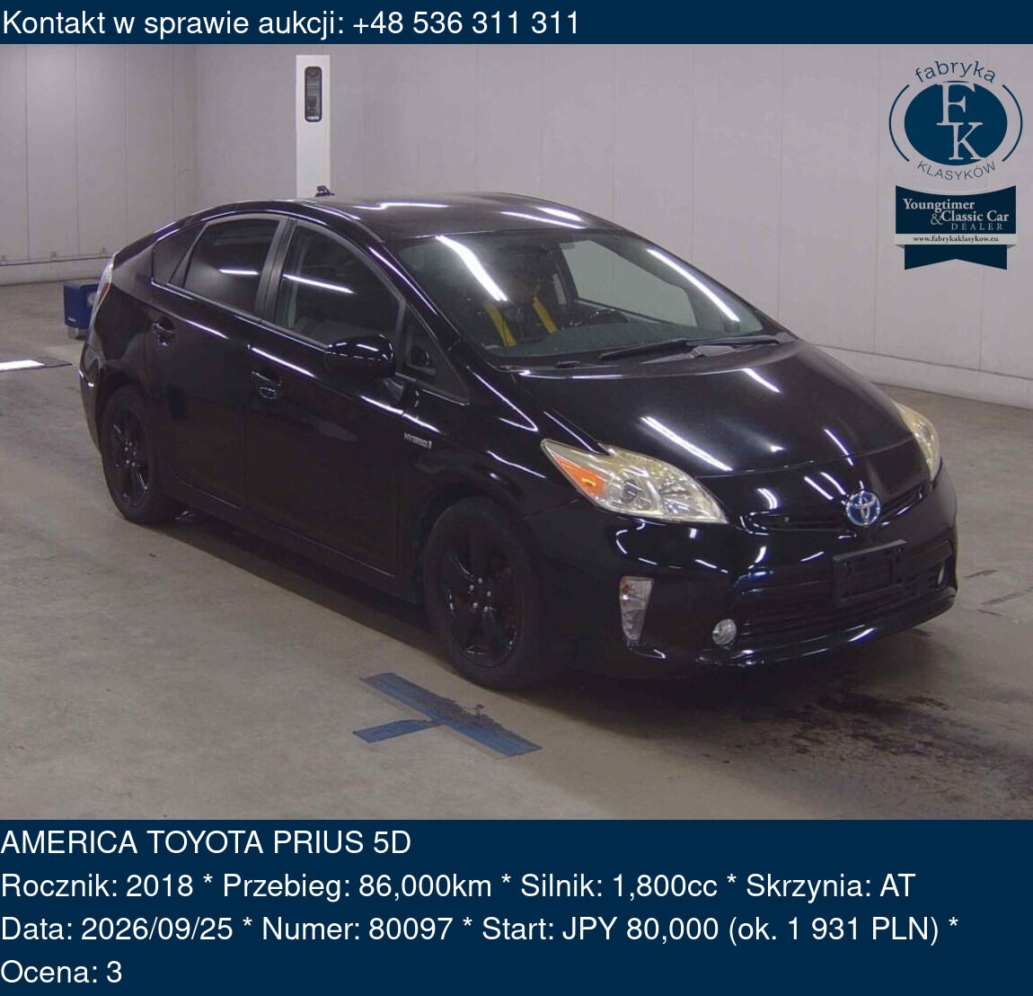 AMERICA TOYOTA PRIUS 5D 2018 - zdjęcie 2