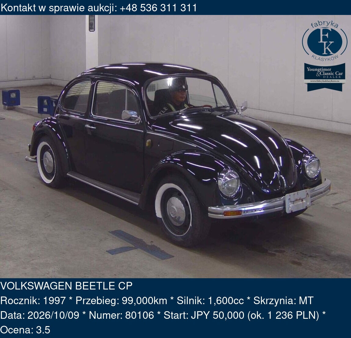 VOLKSWAGEN BEETLE CP 1997 - zdjęcie 2