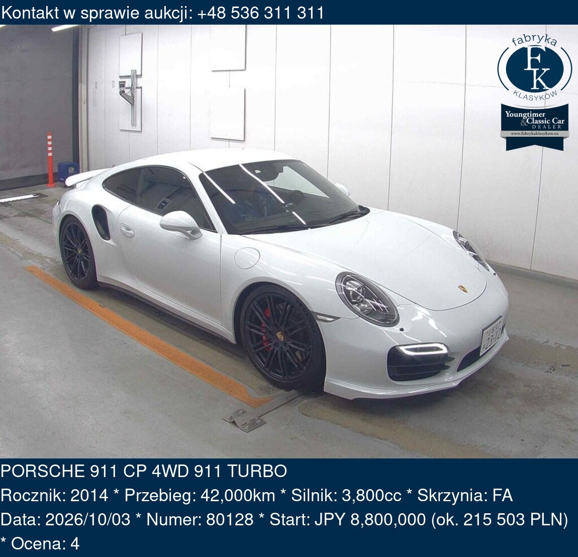 PORSCHE 911 CP 4WD 911 TURBO 2014 - zdjęcie 2
