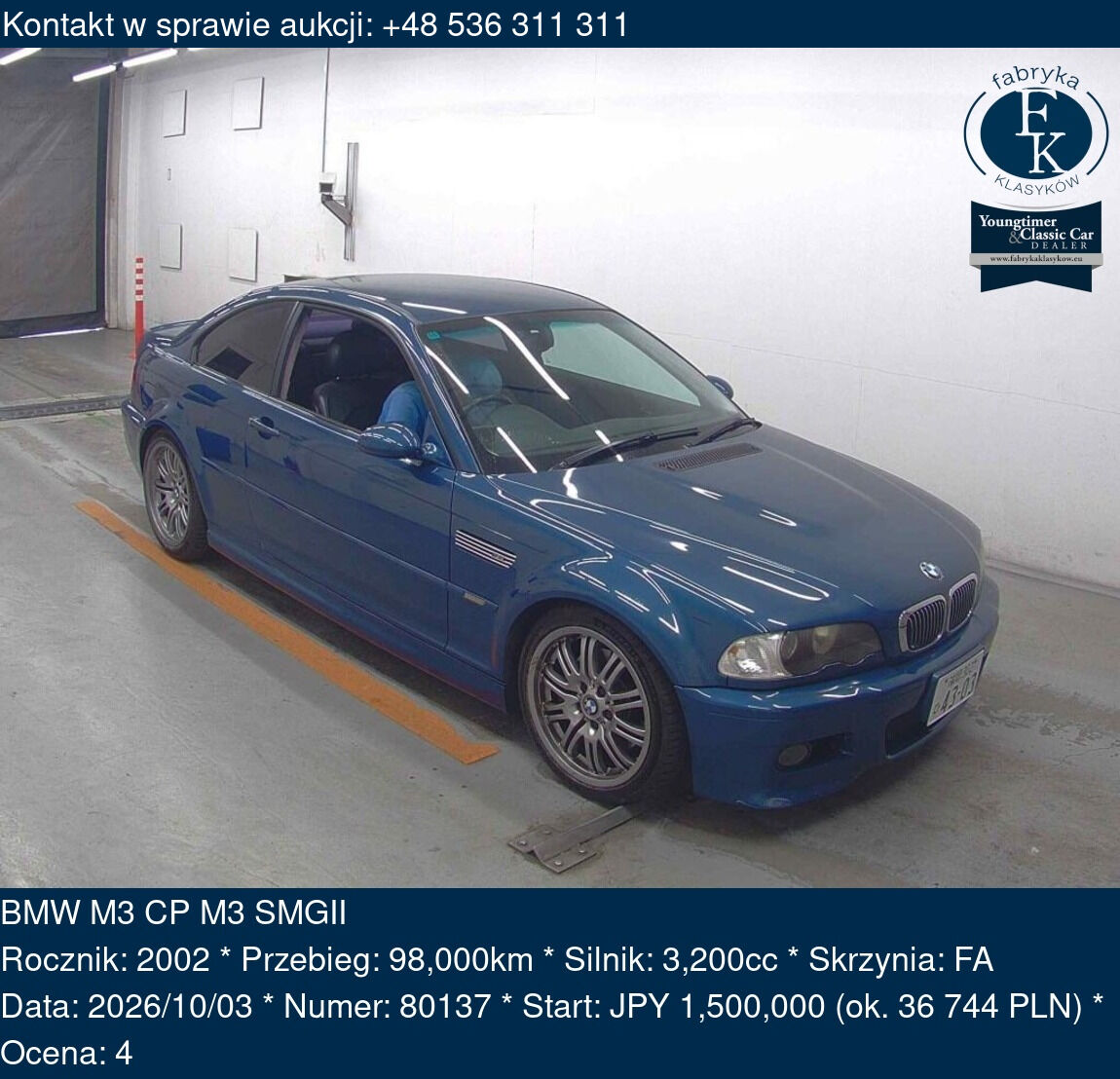 BMW M3 CP M3 SMGII 2002 - zdjęcie 2