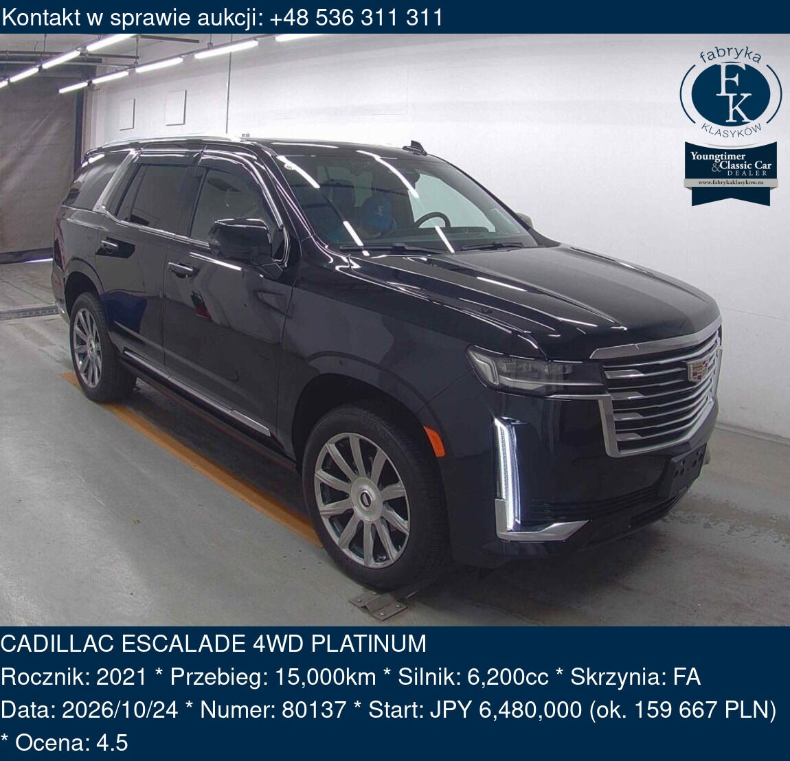 CADILLAC ESCALADE 4WD PLATINUM 2021 - zdjęcie 2