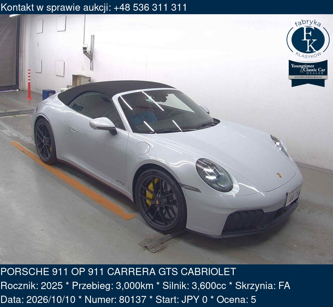 PORSCHE 911 OP 911 CARRERA GTS CABRIOLET 2025 - zdjęcie 2