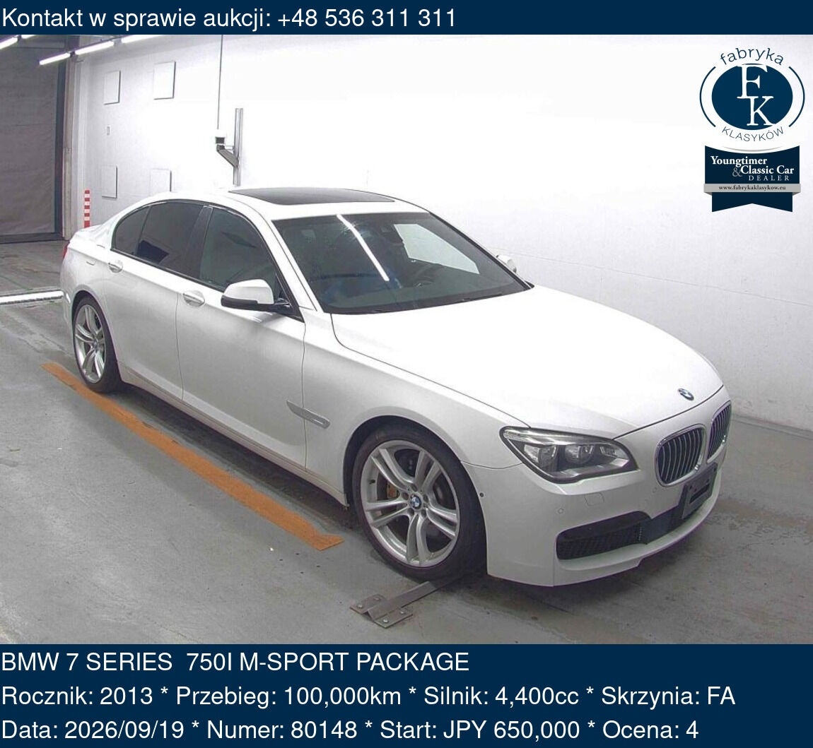 BMW 7 SERIES 750I M-SPORT PACKAGE 2013 - zdjęcie 2