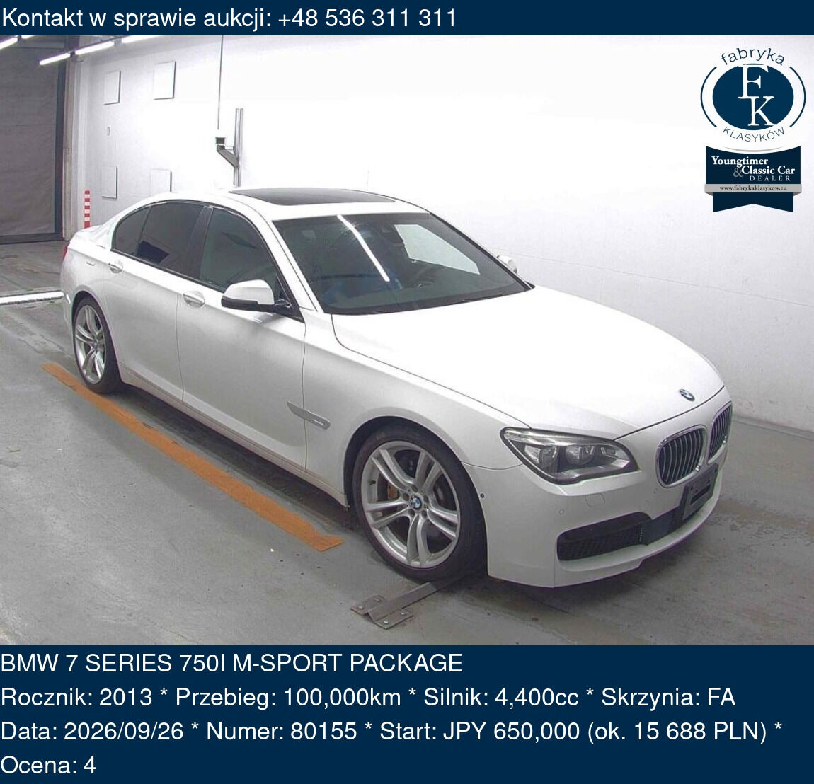 BMW 7 SERIES 750I M-SPORT PACKAGE 2013 - zdjęcie 2