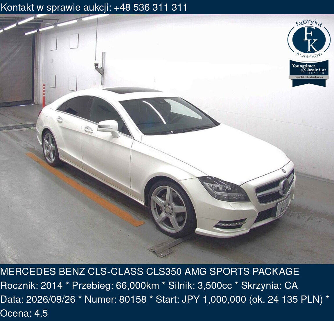 MERCEDES BENZ CLS-CLASS CLS350 AMG SPORTS PACKAGE 2014 - zdjęcie 2