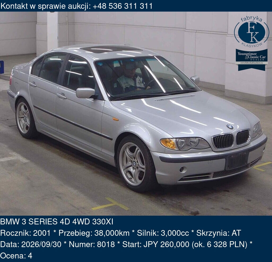 BMW 3 SERIES 4D 4WD 330XI 2001 - zdjęcie 2