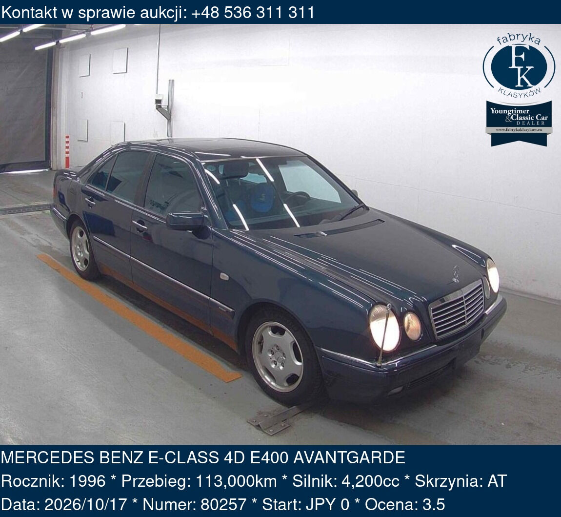 MERCEDES BENZ E-CLASS 4D E400 AVANTGARDE 1996 - zdjęcie 2