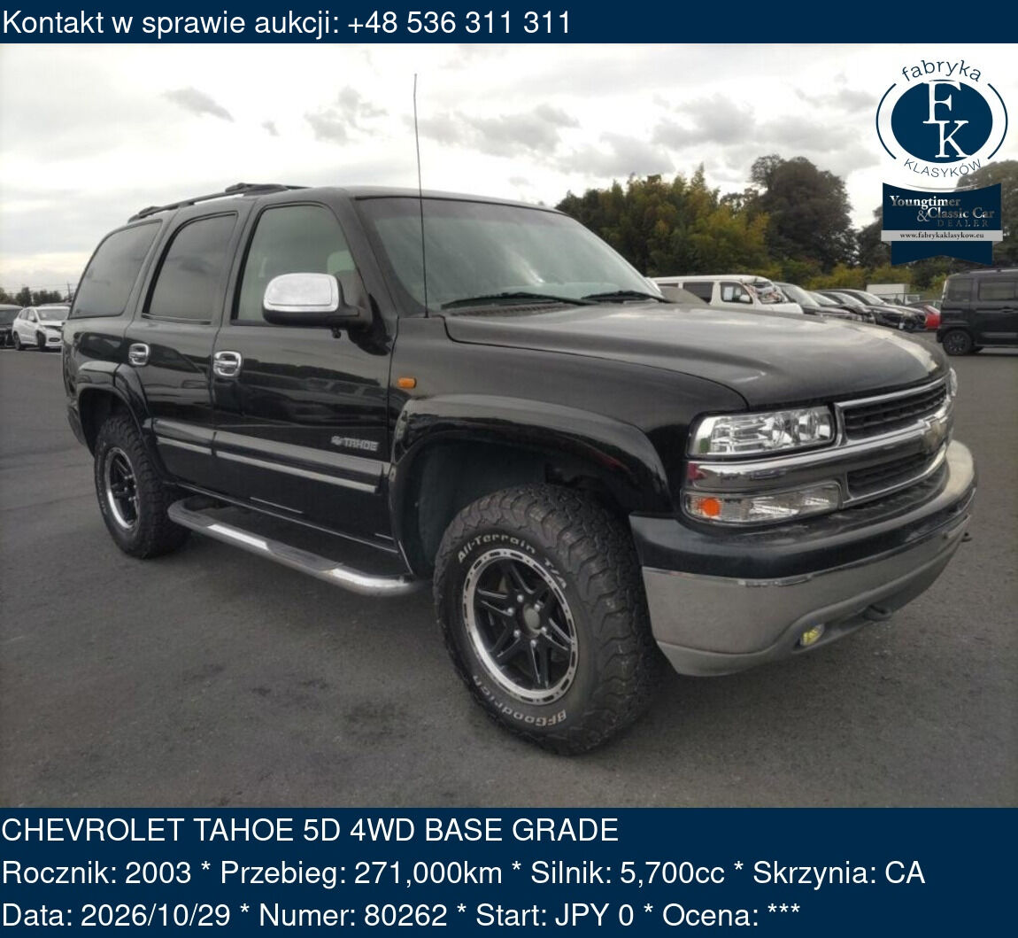 CHEVROLET TAHOE 5D 4WD BASE GRADE 2003 - zdjęcie 2