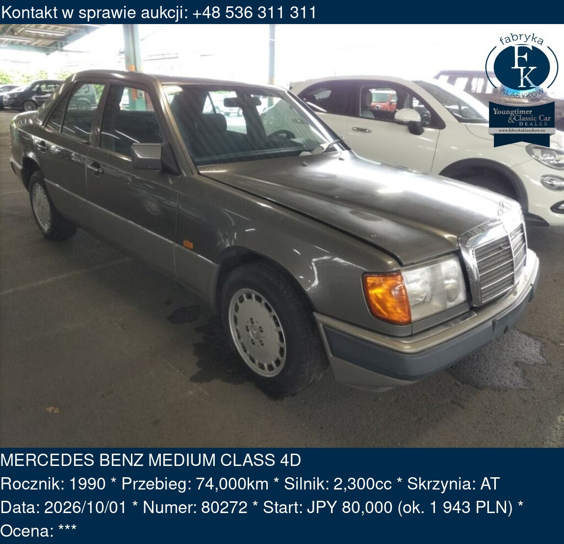 MERCEDES BENZ MEDIUM CLASS 4D 1990 - zdjęcie 2