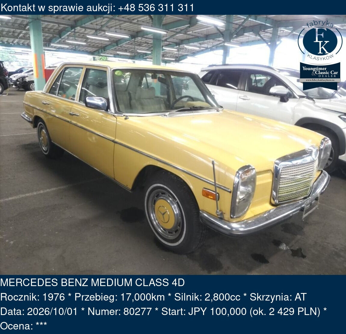 MERCEDES BENZ MEDIUM CLASS 4D 1976 - zdjęcie 2